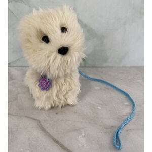 American Girl Coconut Dog White Terrier Puppy Collar Leash Truly Me Doll Toy 5"